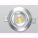 Downlight COB Nichia 7W dimmbar, interner Trafo, Einbauring silber oder wei&szlig;, schwenkbar, DA=75mm