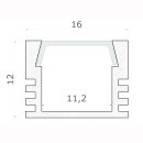 MikaLux Alu- Profil PDS4, tief, f&uuml;r LED-Streifen,16x12 mm, pro Meter PU12