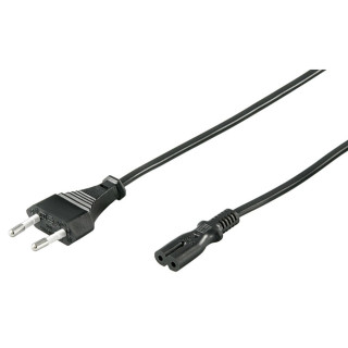 Netzkabel 1,5m CE VDE schwarz 2-adrig mit Stecker